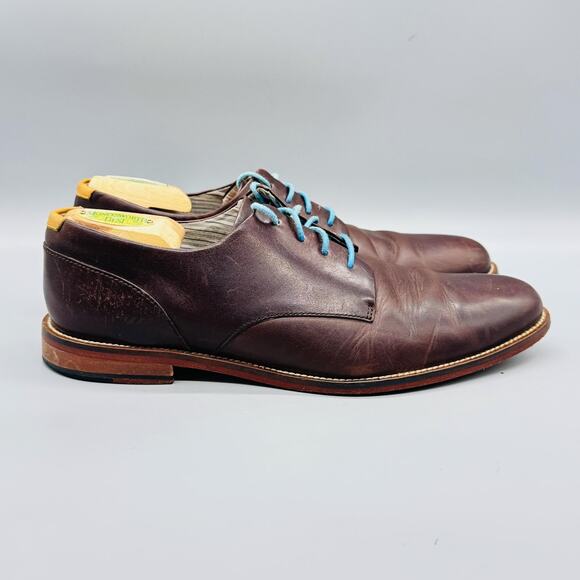 J Shoes Men 10 Brown Leather Derby Oxford Lace Up Dress Handcrafted Sole Classic main image 11